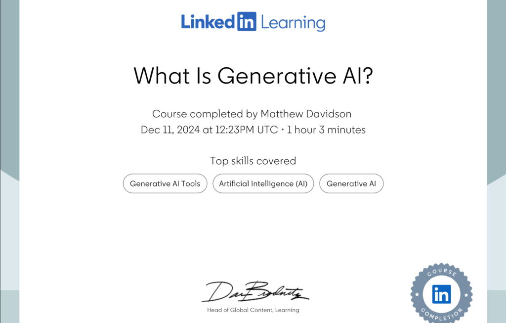 LinkedIn Learning AI Certificate